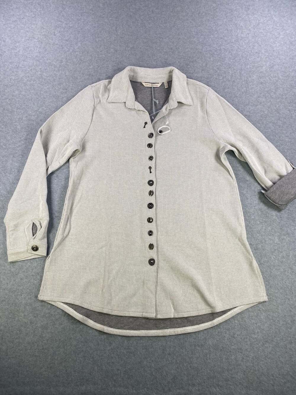 Soft Surroundings Sydney Waffle Knit Button-Down Shirt